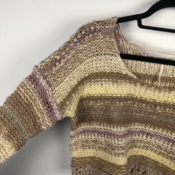 FREE PEOPLE Chunky Knit Cropped Sweater Bell Sleev - Picture 6 of 15